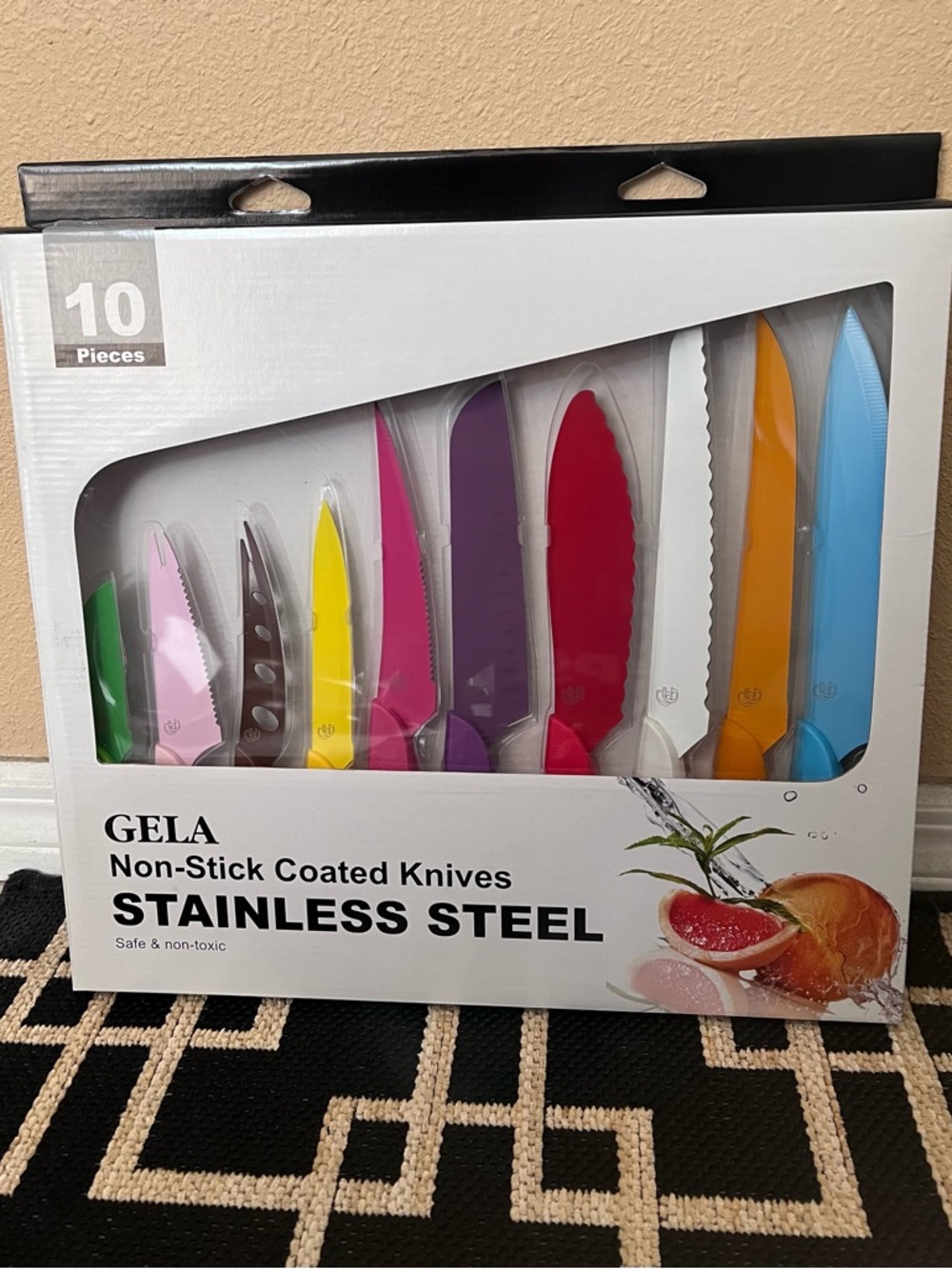 GELA Colored Non-Stick Stainless Steel Knife Set - Multicolor New In Box